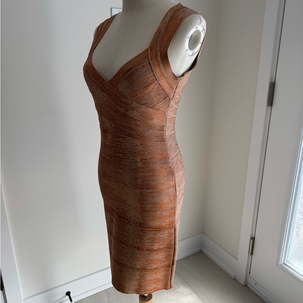 Elegant Rose Gold Bandage Dress - Picture 6 of 10